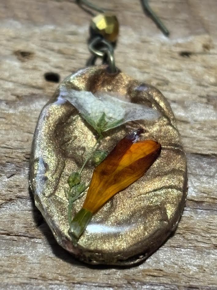 Gilded Field Relic Clay Drop Earrings