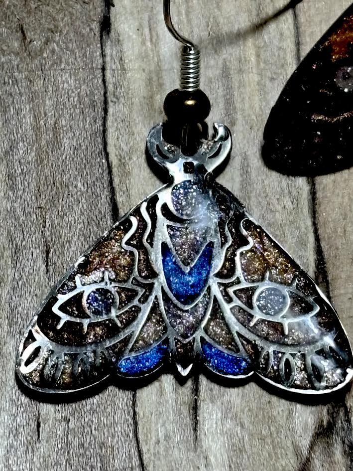 Gilded Nocturne Moth Earrings