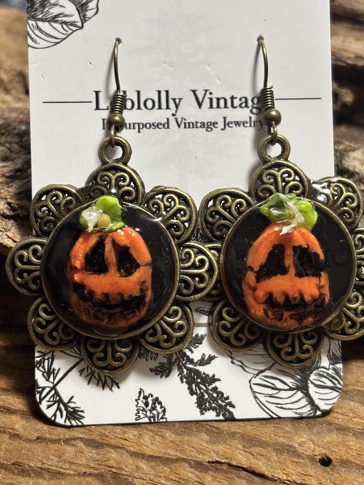 Harvest Moon Jack-o’-Lantern Earrings