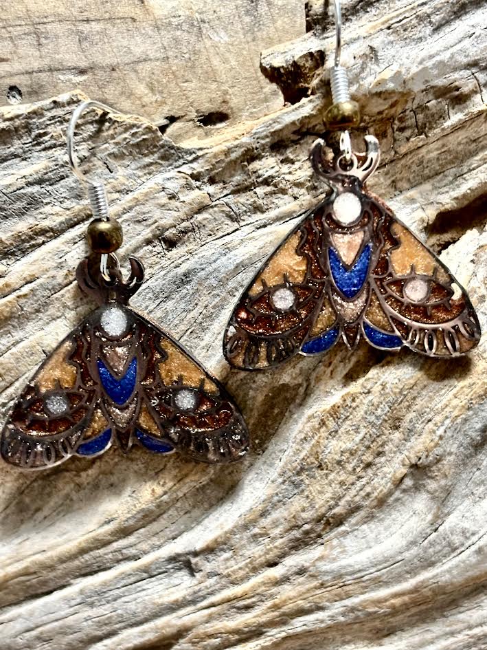Gilded Nocturne Moth Earrings