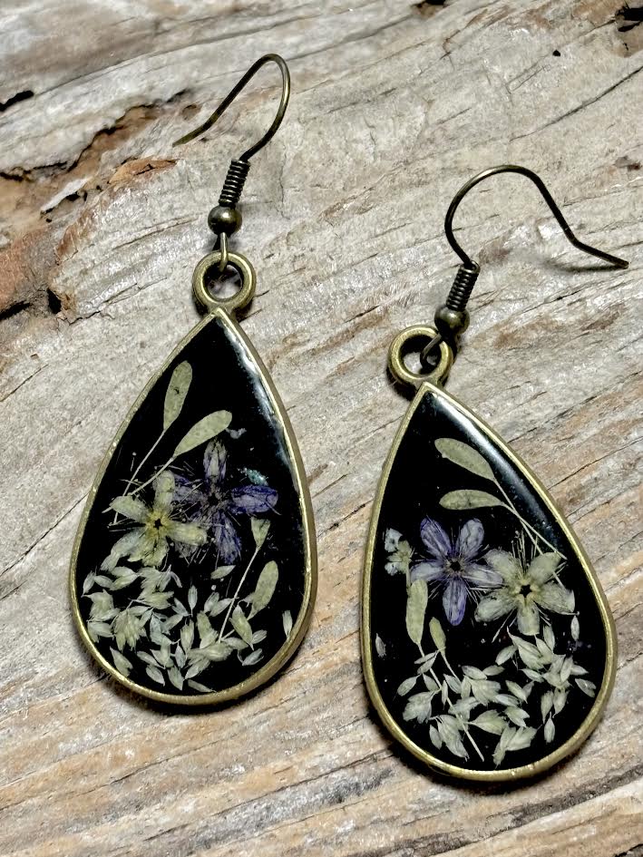 Pressed Wildflower Teardrop Earrings