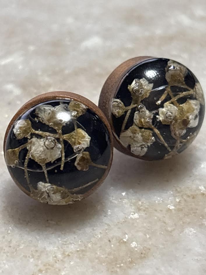 Real Oak & Wildflower Dome Studs