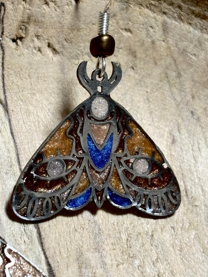 Gilded Nocturne Moth Earrings
