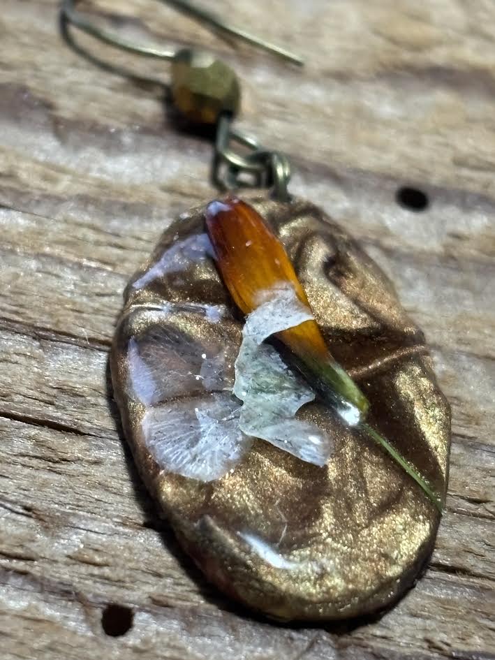 Gilded Field Relic Clay Drop Earrings