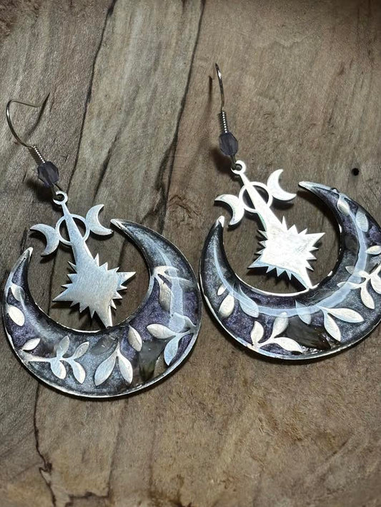 Luna Leaf Crescent Earrings