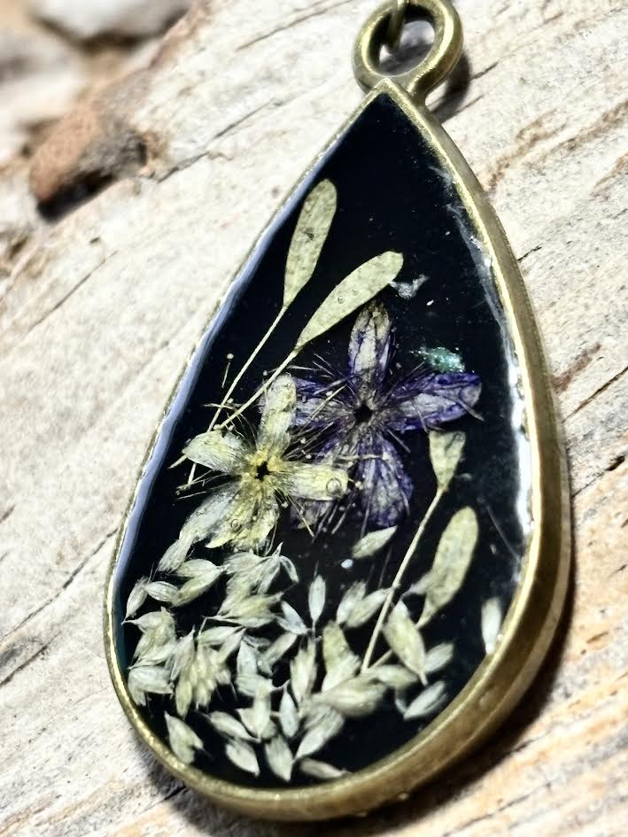 Pressed Wildflower Teardrop Earrings