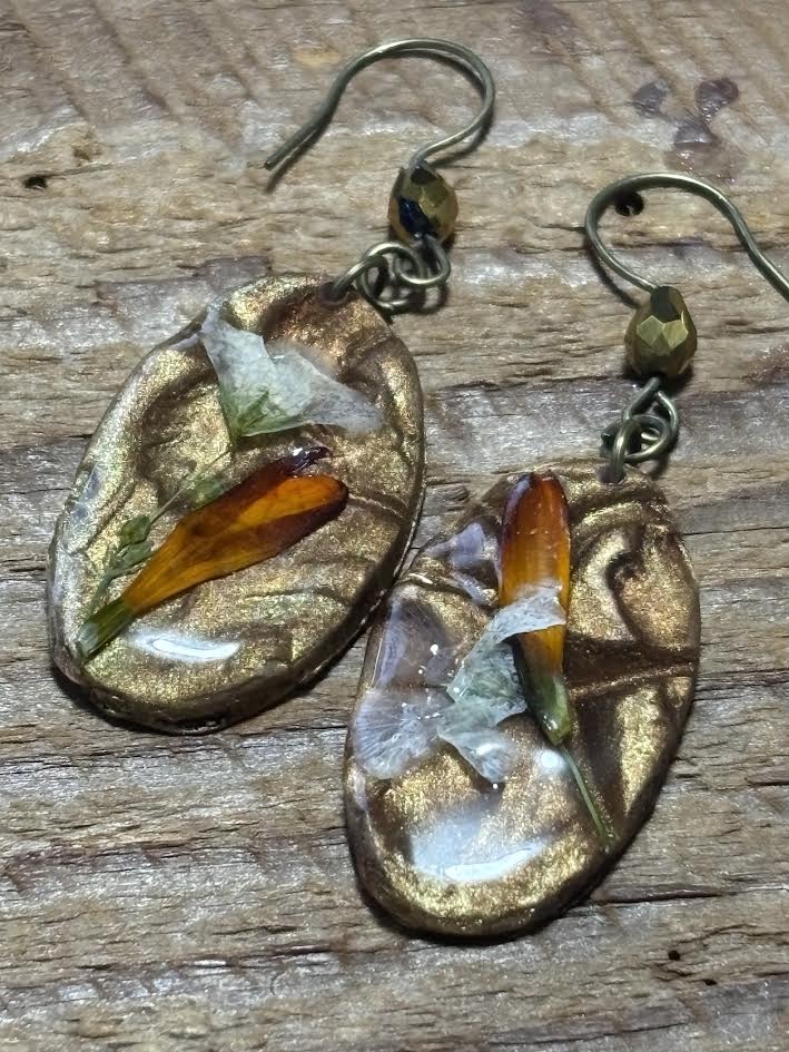 Gilded Field Relic Clay Drop Earrings