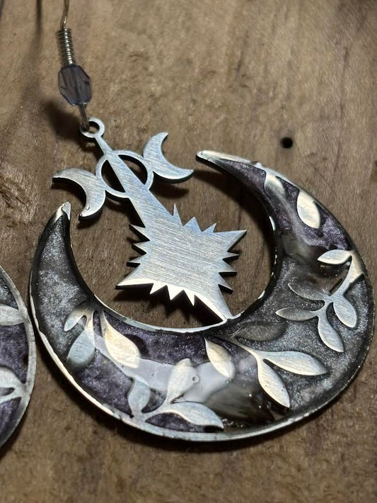 Luna Leaf Crescent Earrings