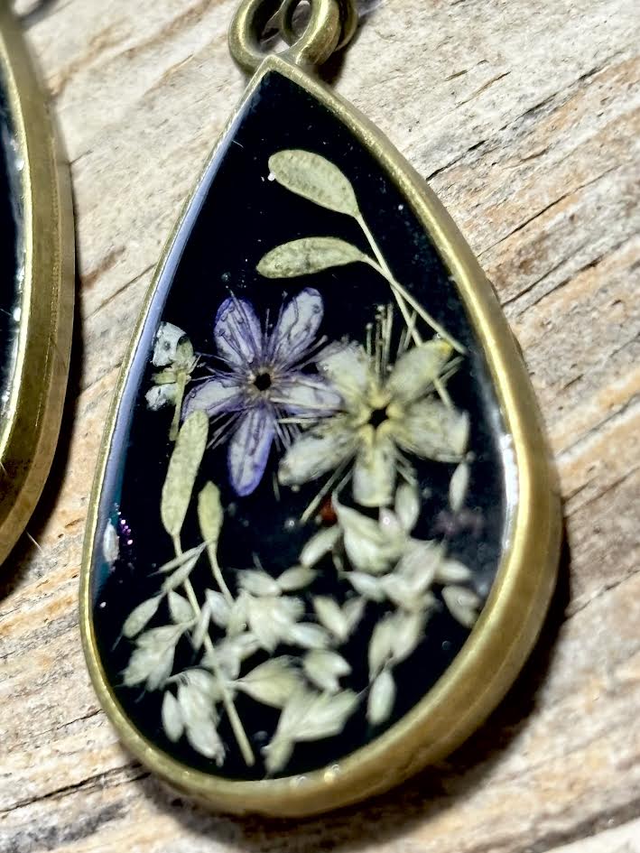 Pressed Wildflower Teardrop Earrings