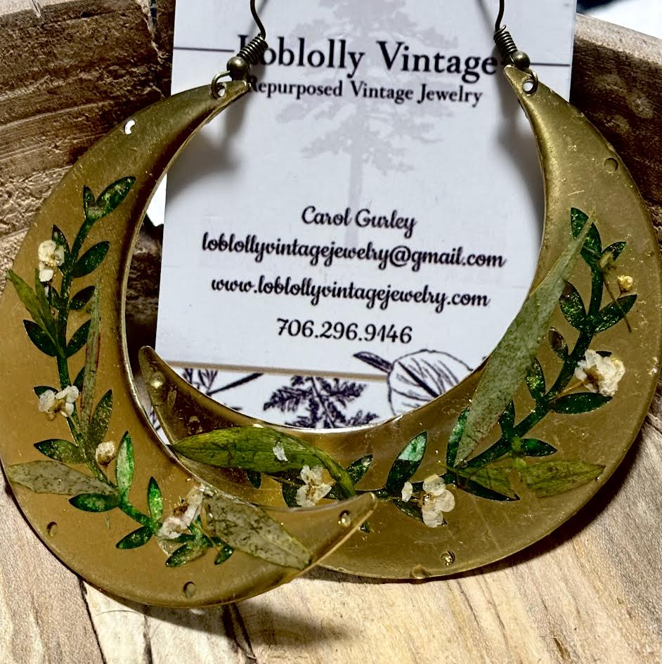 Verdant Moon Pressed Crescent Earrings