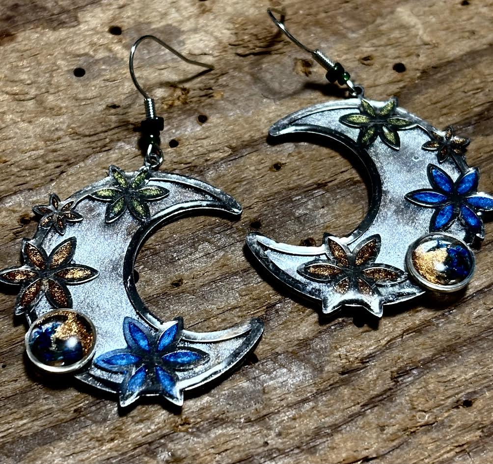 Night Bloom Crescent Earrings