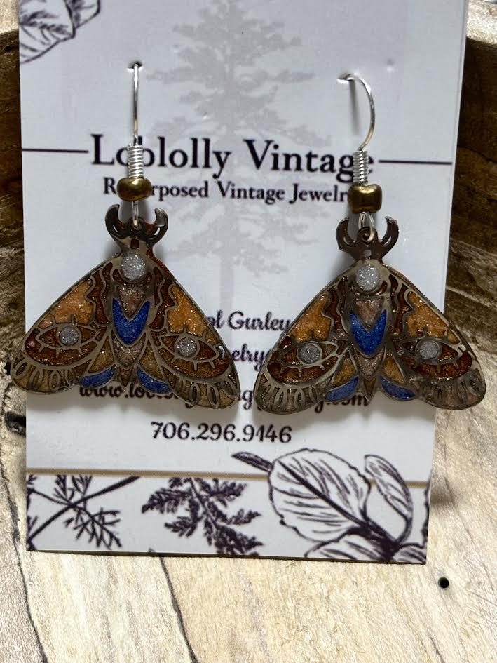 Gilded Nocturne Moth Earrings
