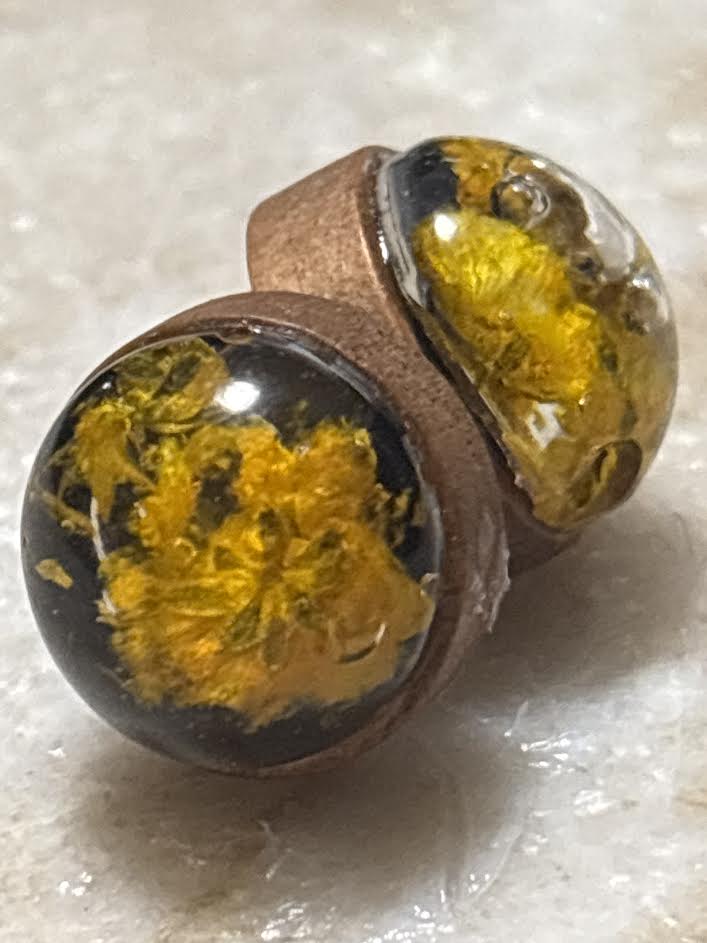 Real Oak & Wildflower Dome Studs
