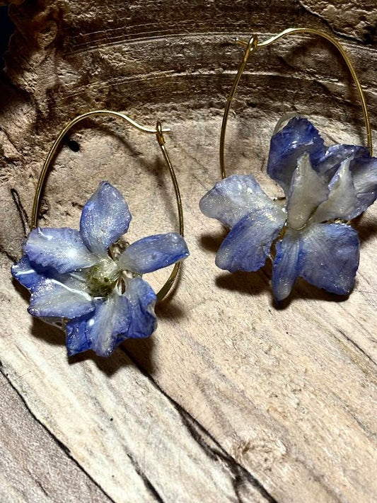 Lavender Larkspur Hoop Earrings