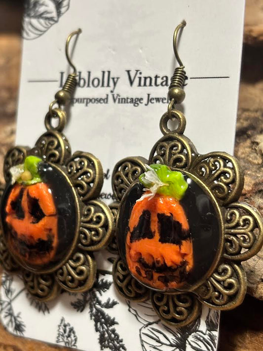 Harvest Moon Jack-o’-Lantern Earrings