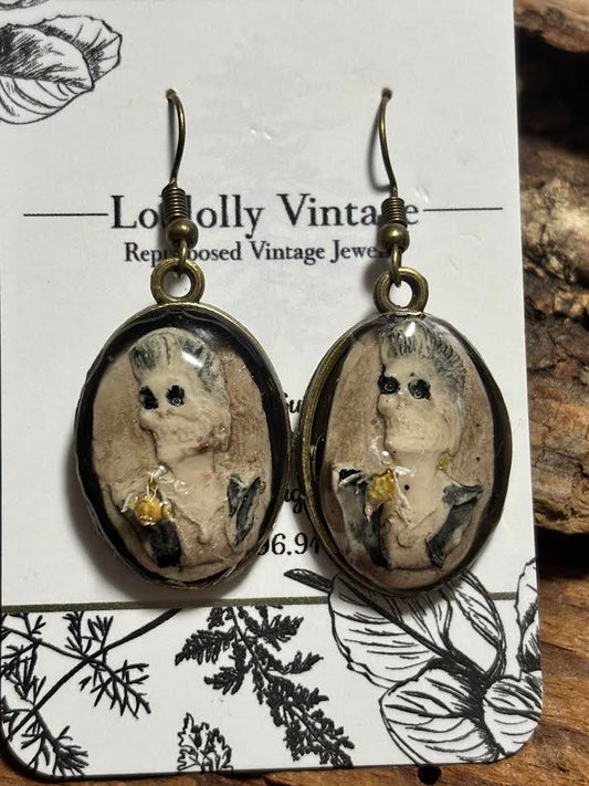 Woodland Ghosts & Wildflower Cameos Earrings