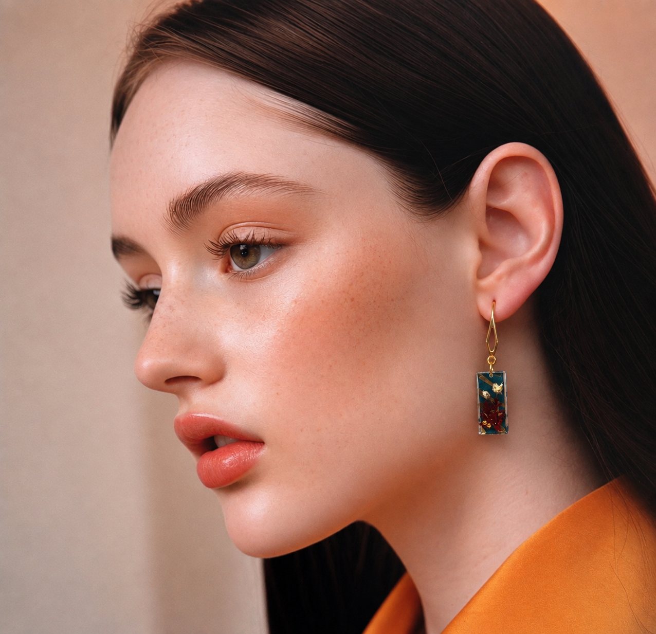 Crimson & Teal Botanical Drop Earrings