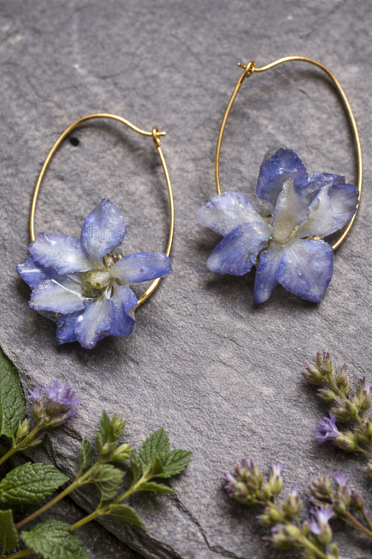 Lavender Larkspur Hoop Earrings