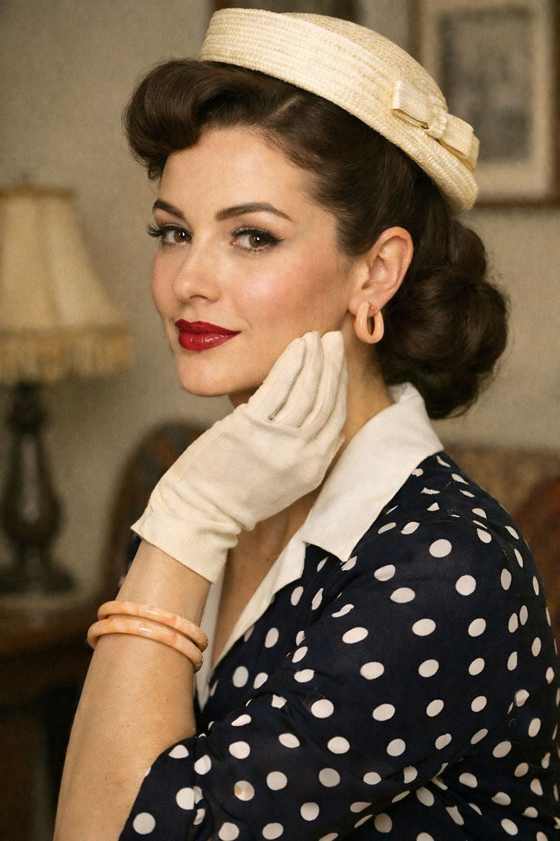 Vintage Peach Marbled Bangles & Clip-On Earring Set