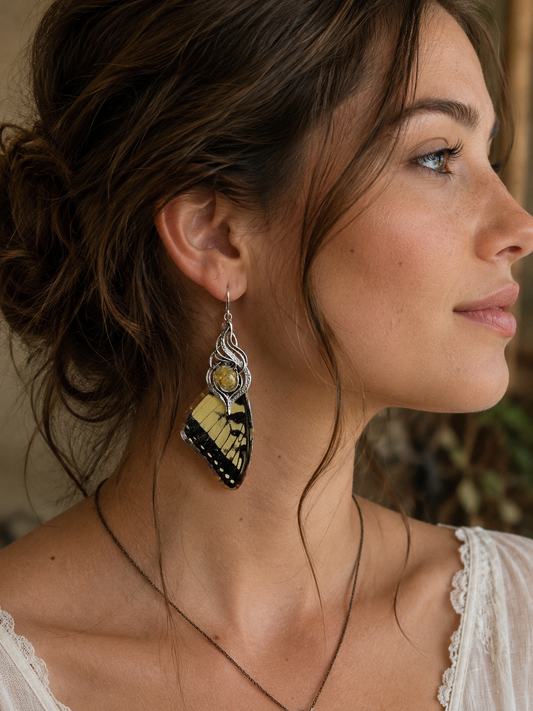 Fragments of Flight - Tiger Swallowtail Wing Earrings
