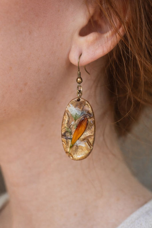 Gilded Field Relic Clay Drop Earrings