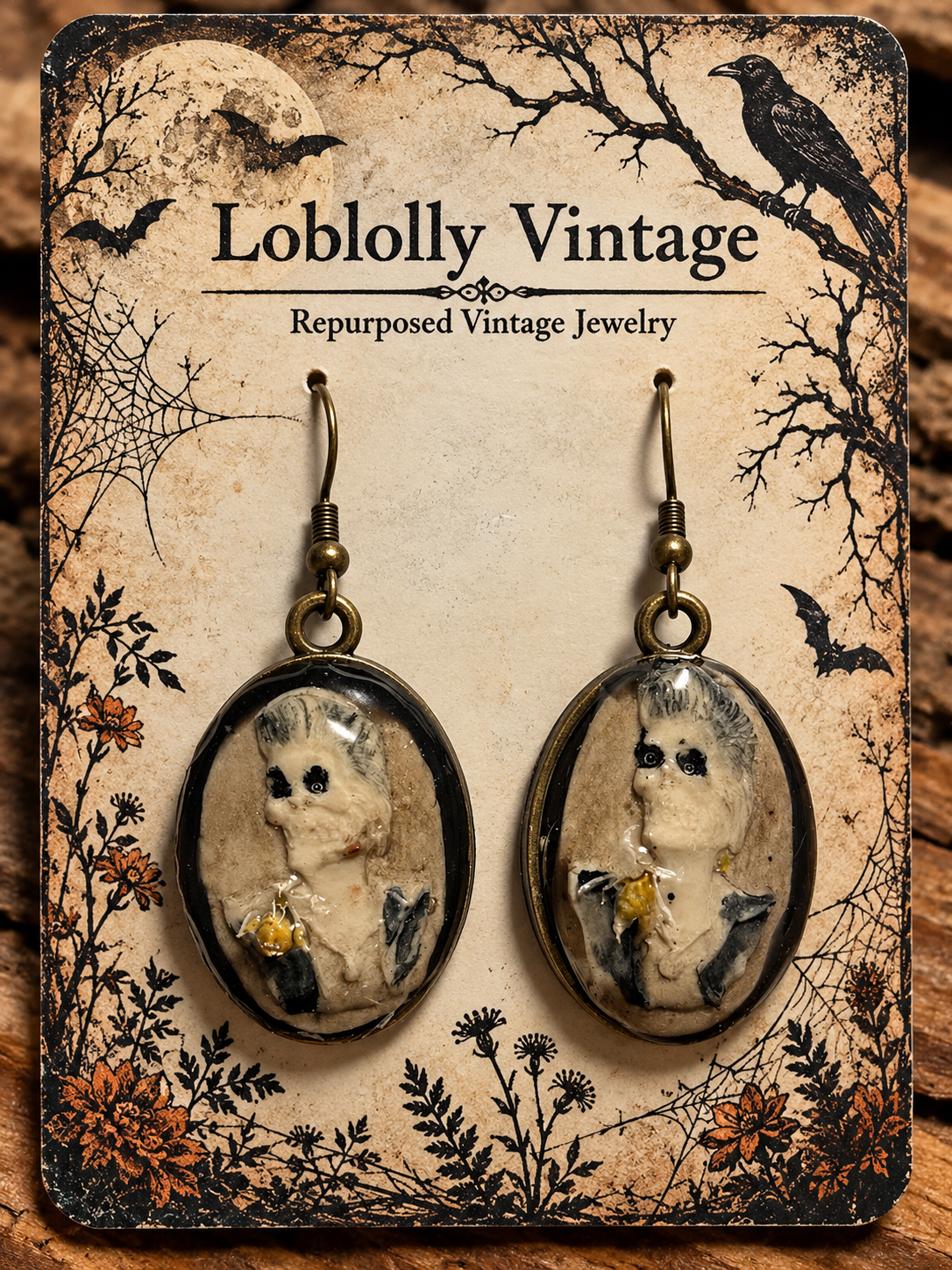 Woodland Ghosts & Wildflower Cameos Earrings