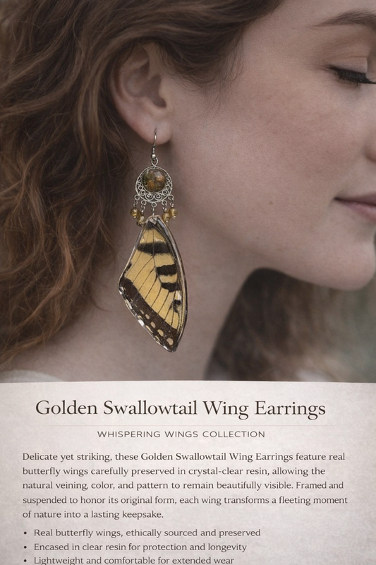 Golden Swallowtail Wing Earrings